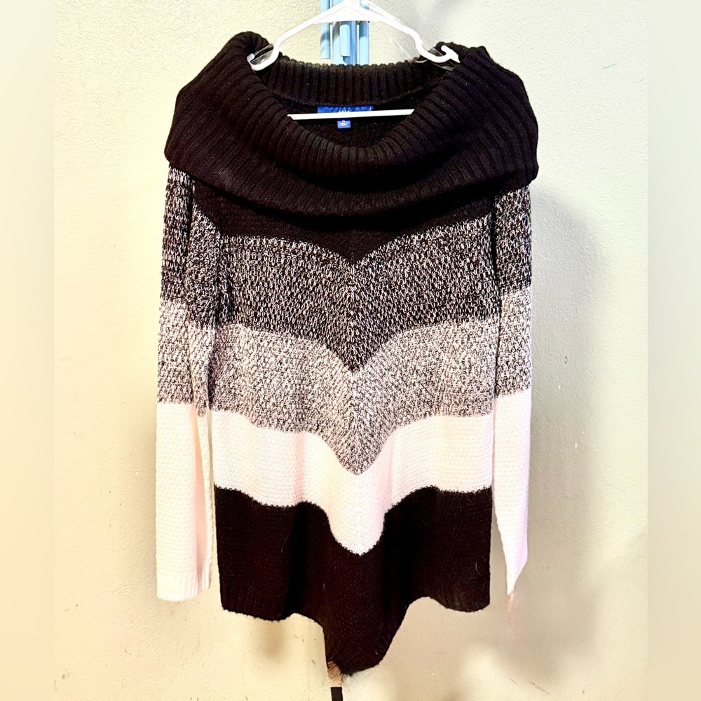 Elle Black and White Cowl Neck Sweater - Picture 2 of 8